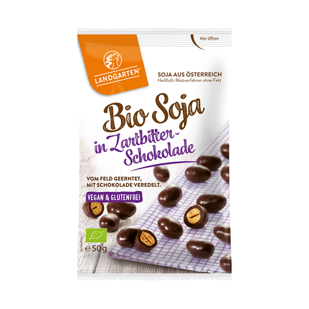 Bio Soja in Zartbitter-Schokolade von Landgarten