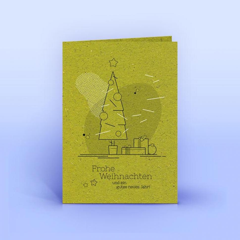 Graspapier Weihnachtskarte – moderner Weihnachtsbaum, DIN A6 hoch
