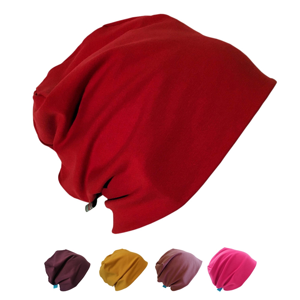 Mütze Line Uni Gelb-, Rot- und Lila-Töne Bio Jersey – Unisex Beanie