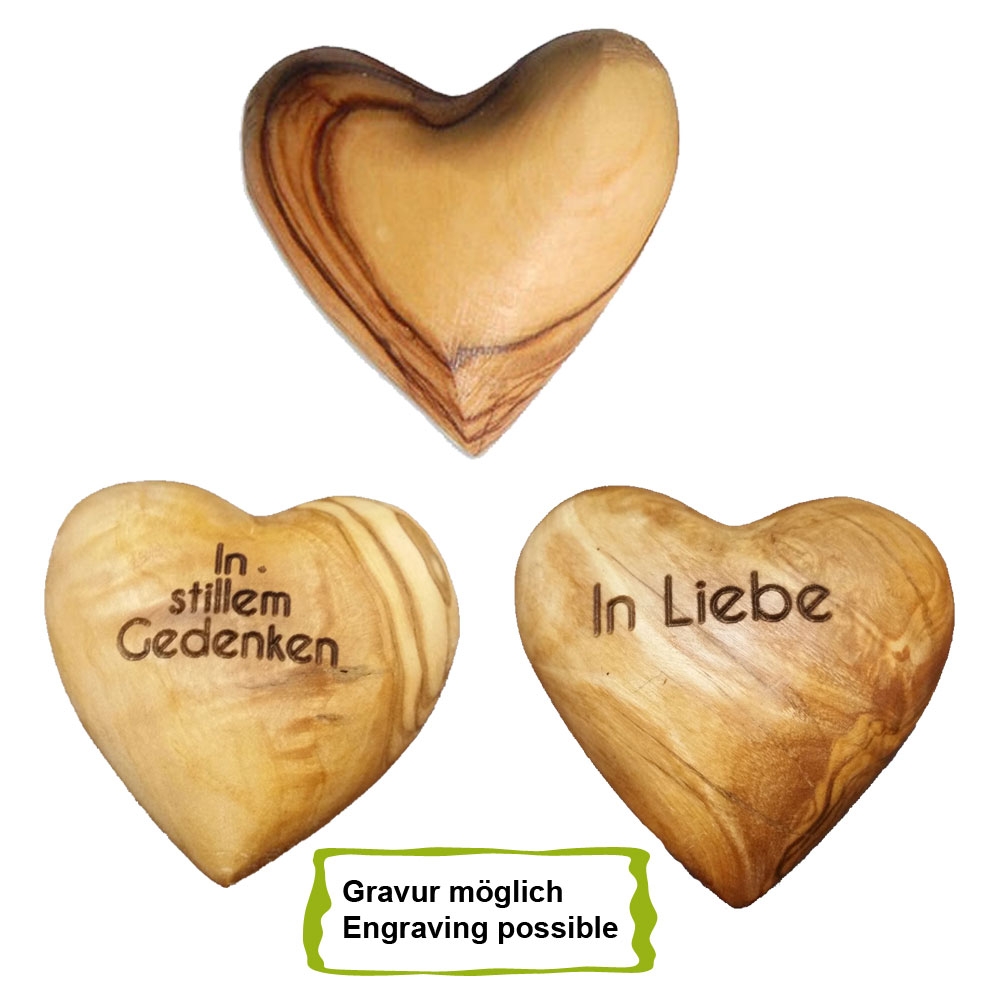 Herz aus Olivenholz mit Gravur, individuelle Gravur möglich